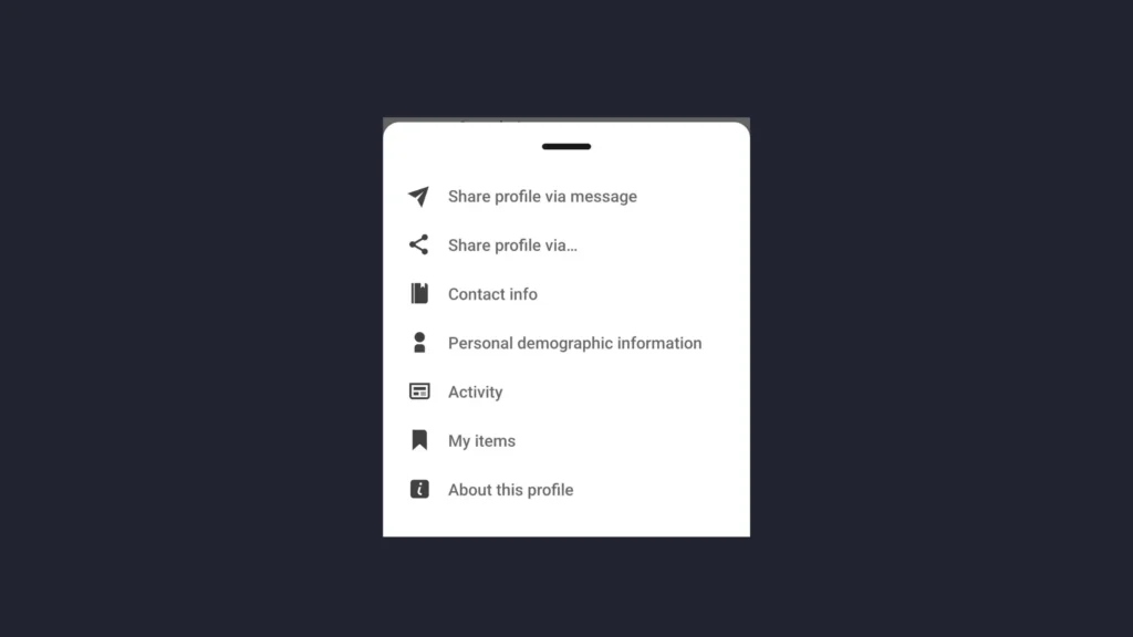 LinkedIn menu