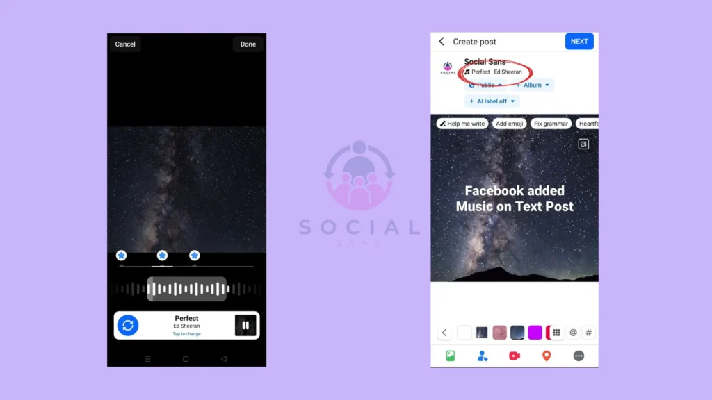 Facebook Now Lets You Add Music to Text Post