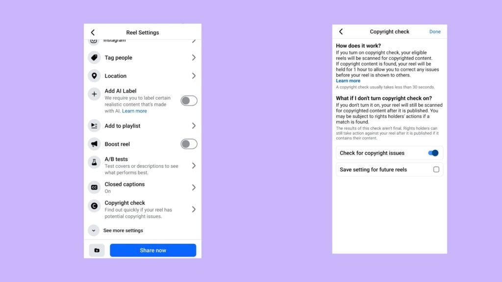 Meta adds a copyright check