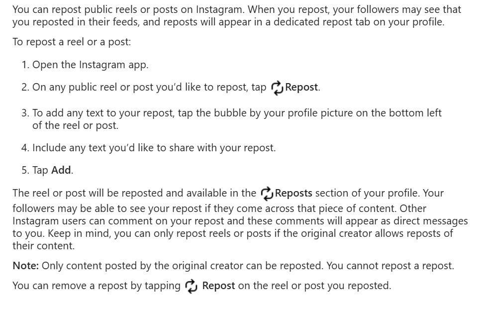 Instagram repost feature